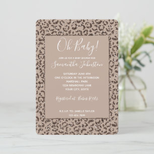 Invitación Purpurina de impresión de leopardo de la crema de