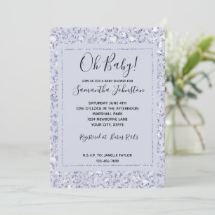 Invitación Purpurina de impresión de leopardo púrpura Glam La