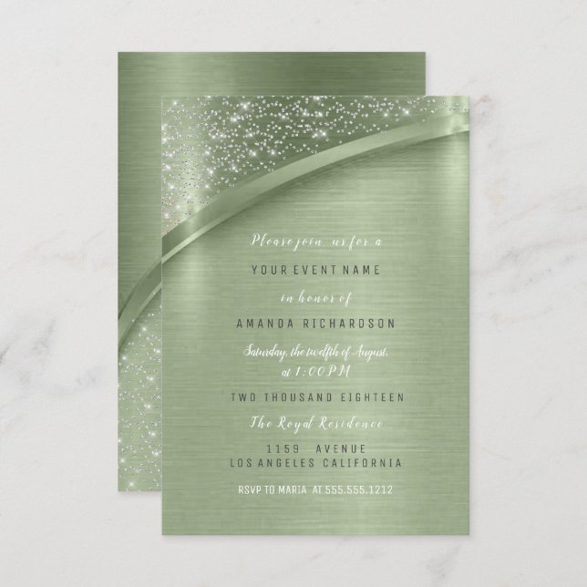 Invitación Purpurina de la Casa de Novias Ducha de cumpleaños (Anverso / Reverso)