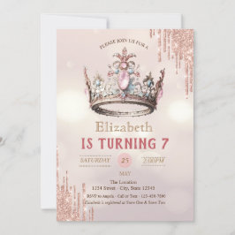 Invitación Purpurina de la Corona de la Princesa degrada cump