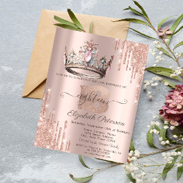 Invitación Purpurina de la Corona de la Princesa se ríe el or