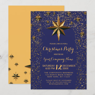 Invitación Purpurina de la estrella del oro Confetti Navidade