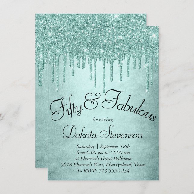 Invitación Purpurina de la Fábrica de la Moneda | Aqua Verde  (Anverso / Reverso)