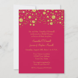 Invitación Purpurina de la hoja de oro Confetti Dots Bridal S