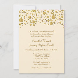 Invitación Purpurina de la hoja de oro Confetti Dots Bridal S