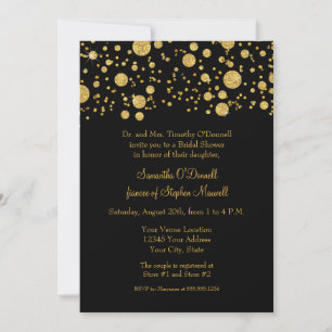 Invitación Purpurina de la hoja de oro Confetti Dots Bridal S