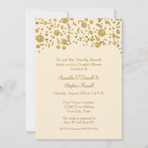 Invitación Purpurina de la hoja de oro Confetti Dots Couples
