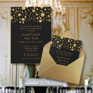 Invitación Purpurina de la hoja de oro Confetti Dots Couples