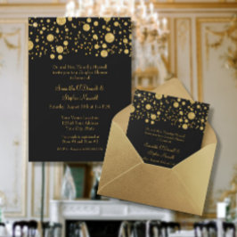 Invitación Purpurina de la hoja de oro Confetti Dots Couples 