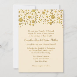 Invitación Purpurina de la hoja de oro Confetti puntos elegan