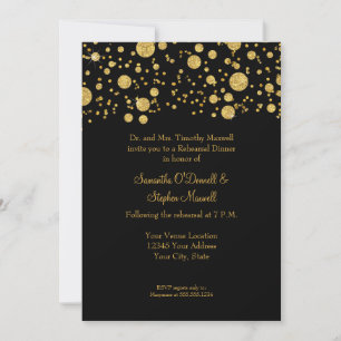 Invitación Purpurina de la hoja de oro puntos de confetti ele