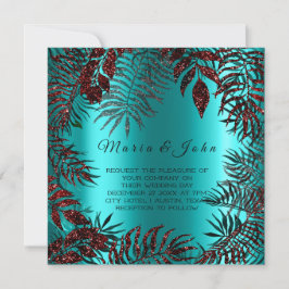 Invitación Purpurina de la hoja tropical floral Jardín de Bor