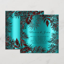 Invitación Purpurina de la hoja tropical floral Jardín de Bor