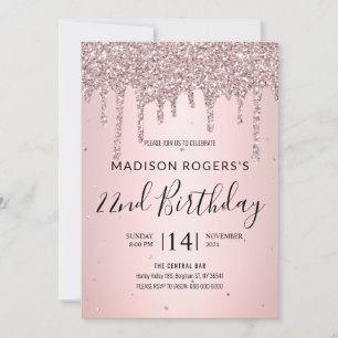 Invitación Purpurina de la joven chica bronce de Rubor