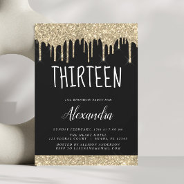 Invitación Purpurina de la Marcha de Oro 13.º Cumpleaños