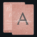 Invitación Purpurina de la Marcha de Oro Rosa Rosa<br><div class="desc">Rubor Pink - Oro Rosa y Gris Carbón (Gris) Purpurina de espuma Girly Nacimiento Monograma de fiesta e Invitación inicial de fiesta de cumpleaños. Esta invitación es perfecta para el Rosa Purpurina Girly Fiesta de la Marcha de Oro que busca celebrar en Oro Rosa Rosa Rosa Rosa Rosa Rosa.</div>