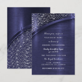 Invitación Purpurina de la Marina Azul ducha de novia Cumplea