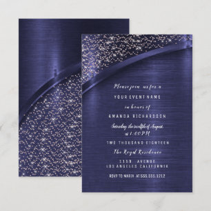 Invitación Purpurina de la Marina Rosa Ducha Bridal Cumpleaño