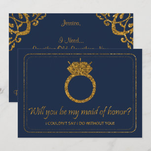 Invitación Purpurina De La Marina Y El Oro, ¿Serás Mi Mujer D
