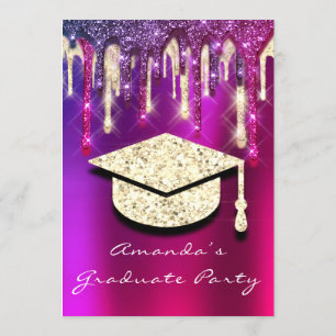 Invitación Purpurina de la tapa de oro del Fiesta graduado Ho