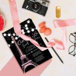 Invitación Purpurina de la Torre Eiffel de París Negro Ilumin<br><div class="desc">Prepárate para brillar y brillar con nuestra viuda y moda Sweet. ¡Dieciséis cumpleaños de invitación! Este diseño moderno y de diseño crea el tono perfecto para una celebración inolvidable. Con un falso rosa impreso, el brillante purpurina rosado de París, la Torre Eiffel, adornada con brillantes luces blancas en el techo...</div>