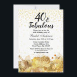 Invitación Purpurina de las flores de oro 40 y fabuloso cumpl<br><div class="desc">Purpurina de las flores de oro 40 y fabulosa 40ª invitación a fiesta de cumpleaños Ver colección de correspondencias en la tienda</div>