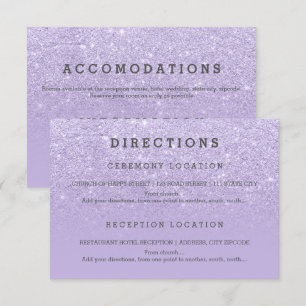 Invitación purpurina de lavanda morado moderno detalla boda