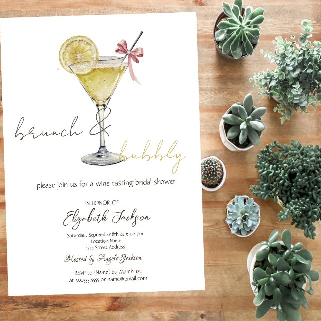 Invitación Purpurina de limón cola gotea Burbuja Brunch (Subido por el creador)