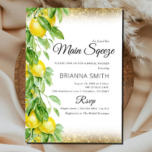 Invitación Purpurina de limón Squeeze Elegante Ducha Bridal