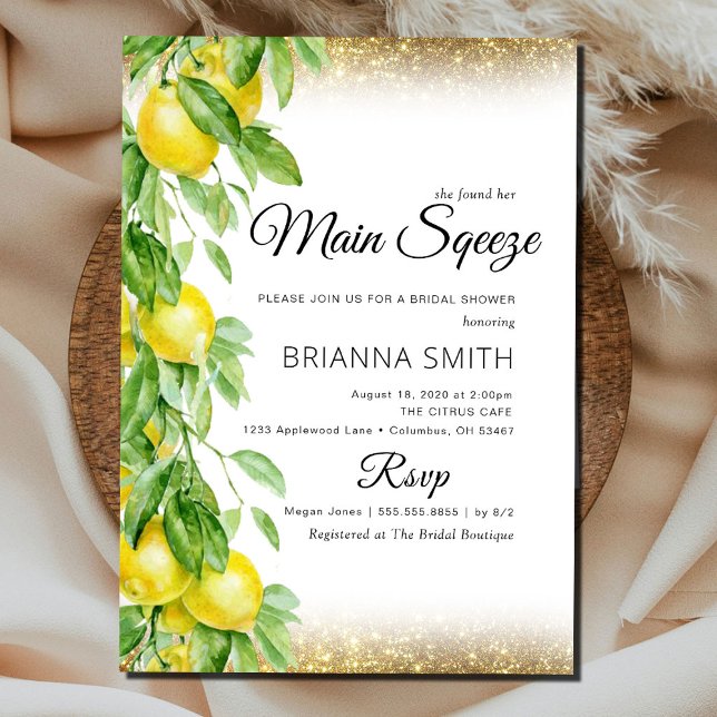 Invitación Purpurina de limón Squeeze Elegante Ducha Bridal (Subido por el creador)