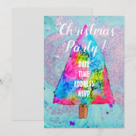 Invitación Purpurina de los colores funky del árbol de Navida