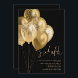 Invitación Purpurina de los Globos de Oro Black 60th Birthday<br><div class="desc">Fiesta de cumpleaños 60 del Purpurina de los Globos de Oro. A la izquierda hay un montón de globos en tonos dorados con purpurina falso para chispa extra, y el Sesenta está decorado con un estilo moderno de escritura a mano. Personaliza fácilmente el resto del texto a tu propia persona....</div>