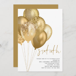 Invitación Purpurina de los Globos de Oro Fiesta de Cumpleaño