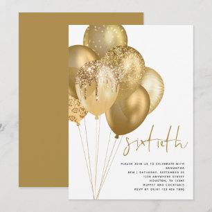 Invitación Purpurina de los Globos de Oro Fiesta de Cumpleaño