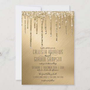 Invitación Purpurina de lujo Sparkly Gold Dris Boda