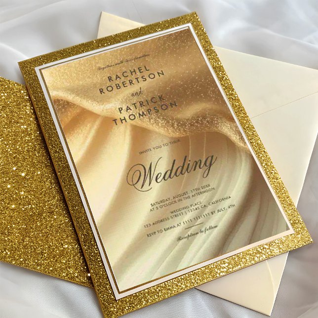 Invitación Purpurina de Marfil Perla Boda elegante de tipogra (Subido por el creador)