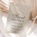 Invitación purpurina de marfil perlas moda metálica oscura Du<br><div class="desc">Una moda y lujoso diseño de Relieve metalizado metálico purpurina de marfil de perlas con elegante tipografía caligráfica para una dulce invitación de 16 años de fiesta .</div>
