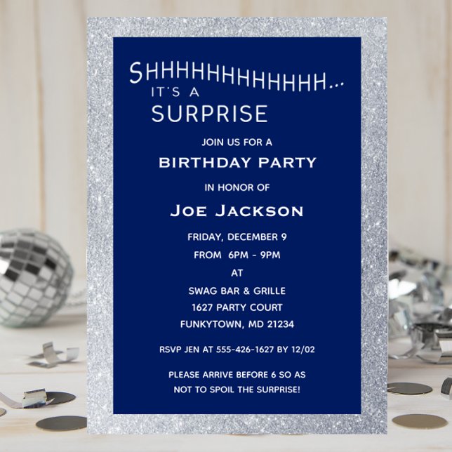Invitación Purpurina de Marina y Plata Sorpresa Fiesta Cumple (Subido por el creador)