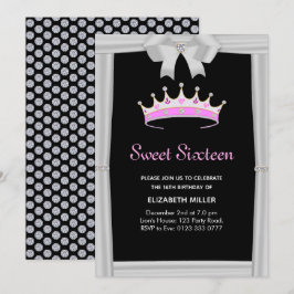 Invitación Purpurina de moda Diamond Crown Sweet 16