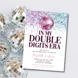 Invitación Purpurina de moda Disco Doble Dígito Era Cumpleaño