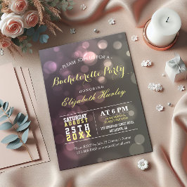 Invitación Purpurina de Moda moderna Bokeh Bachelorette Party