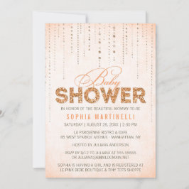 Invitación Purpurina de Naranja Peach Baby Shower