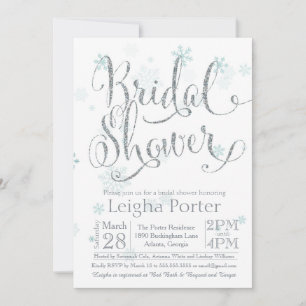 Invitación Purpurina de Novias Snowflake Silver