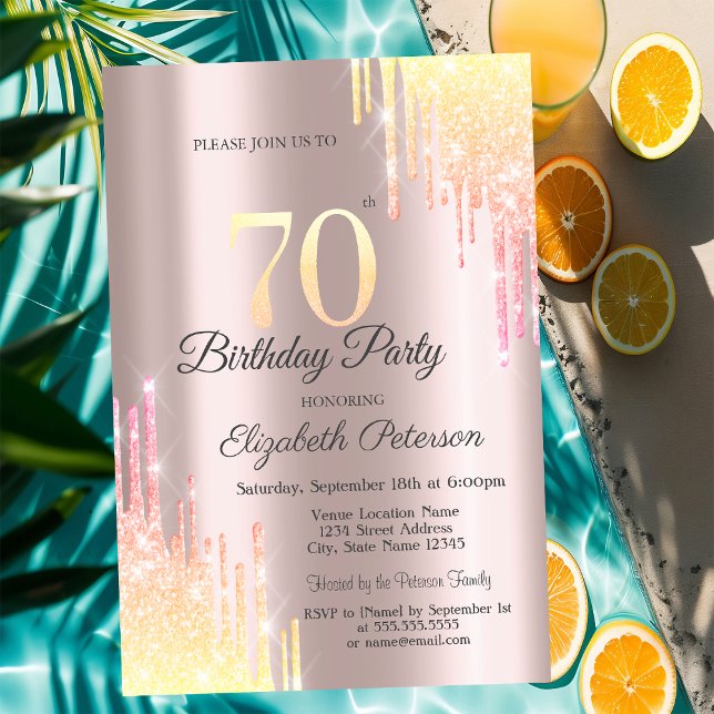 Invitación Purpurina de Ombre alarga fiesta de cumpleaños núm (Subido por el creador)