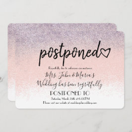 Invitación Purpurina de Ombre Boda de nueva fecha de aplazami