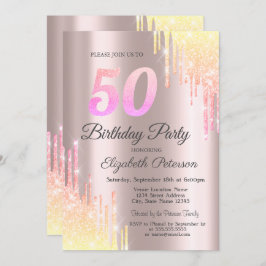 Invitación Purpurina de Ombre dedique 50 años