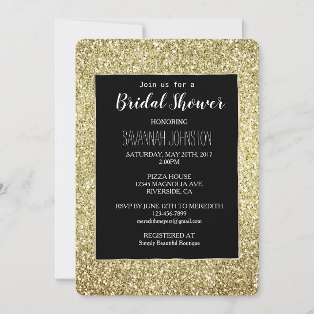Invitación Purpurina de oro (Anverso)