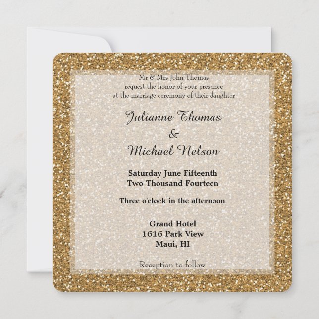 Invitación Purpurina de oro (Anverso)