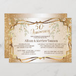 Invitación Purpurina de oro 50° aniversario Boda | DIY Textos<br><div class="desc">50.ª Invitación A La Fiesta Del Boda Purpurina DE ORO. Elija entre varios tipos de papel y/o forma diferentes para satisfacer sus necesidades. ⭐ Este producto es 100% Personalizable. Los gráficos y el texto pueden ser borrados, movidos, cambiados, rotados, etc... ⭐ el 99% de mis diseños en mi tienda están...</div>