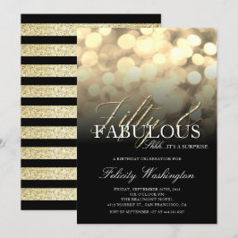 Invitación Purpurina de oro 50 y fabulosa fiesta de cumpleaño